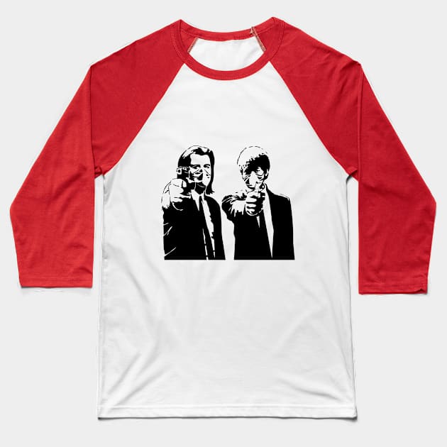 Covid Pulp fiction. Funny Vincent and Jules with gun Baseball T-Shirt by Chill Studio